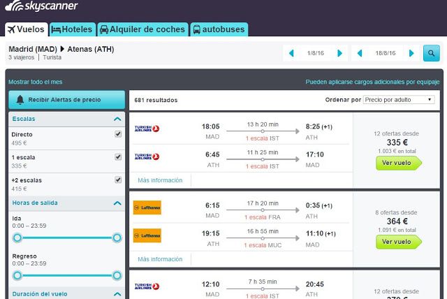 Búsquda de Skyscanner