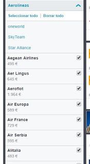 Seleccion de aerolineas con Skyscanner