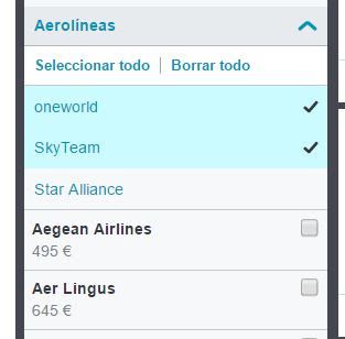 Seleccion de alianzas con Skyscanner