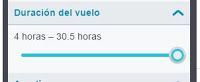 Filtro de duración de vuelo en Skyscanner