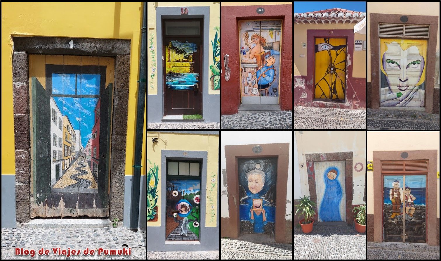 Puertas decoradas en el barrio antiguo de Funchal